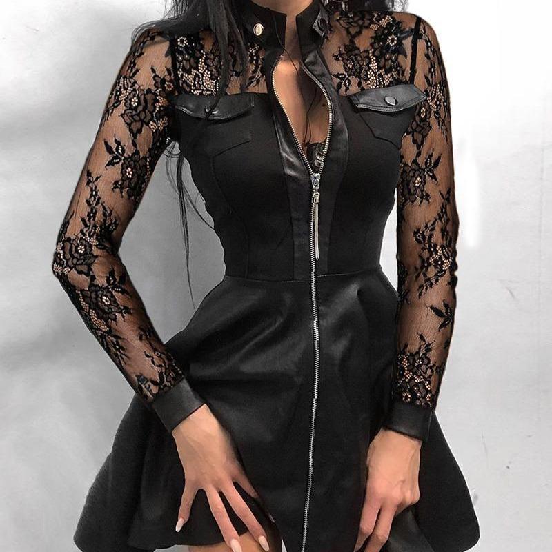 Casual Dresses Leather Flare Women' Dress 2021 Houndstooth Print Woman Faux PU Zipper Short Autumn Elegant Long Sleeve Female Clothing, Black
Casual Dresses Leather Flare Women' Dress 2021 Houndstooth Print Woman Faux PU Zipper Short Autumn Elegant Long Sleeve Female Clothing, Black