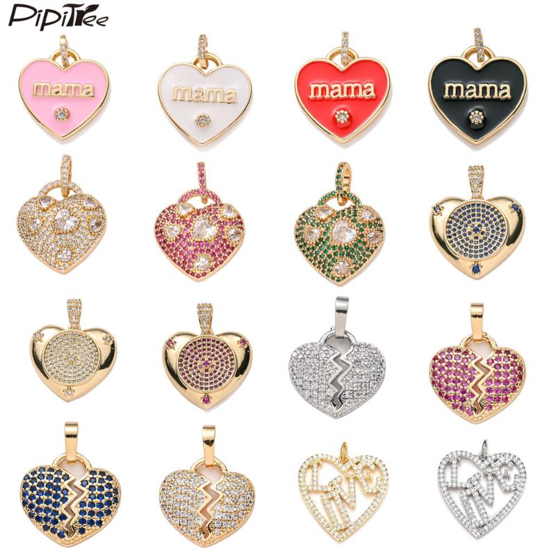 Charms Pipitree Multi Cubic Zirconia Heart Pendant Gold Copper Enamel Mama Love Letter DIY For Jewelry Making Accessories, Bronze;silver
Charms Pipitree Multi Cubic Zirconia Heart Pendant Gold Copper Enamel Mama Love Letter DIY For Jewelry Making Accessories, Bronze;silver