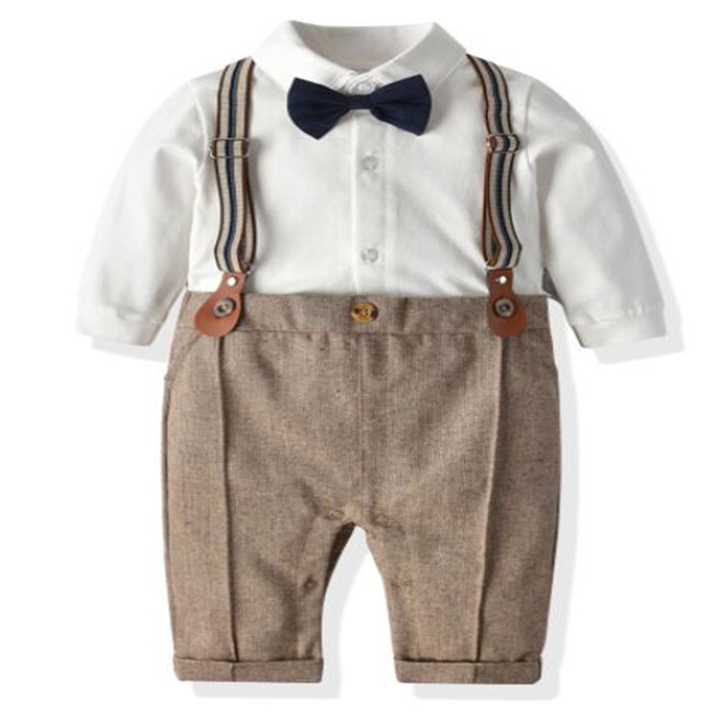 kids Baby Boys Clothing Sets Wedding Party Gentleman Suit Newborn infant Bow Bodysuit+Hat Outfits Gentleman Birthday Gift - view 4