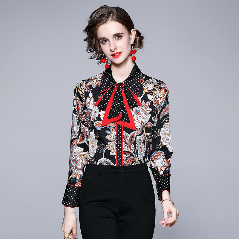 Luxury Designer Ribbon Bow Blouses 2021 Runway Women Vintage Floral Office Casual Shirts Long Sleeve Elegant Ladies Printed Slim Button Front Tops Spring Summer, Black
Luxury Designer Ribbon Bow Blouses 2021 Runway Women Vintage Floral Office Casual Shirts Long Sleeve Elegant Ladies Printed Slim Button Front Tops Spring Summer, Black