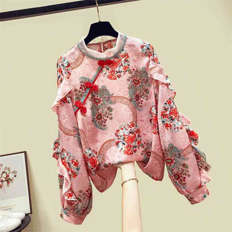 Chinese Cheongsam Design Shirts Autumn Fashion Women's Ruffles Long Sleevese Floral Shirt Tops Ladies Blouses A3812 210519, Beige
Chinese Cheongsam Design Shirts Autumn Fashion Women's Ruffles Long Sleevese Floral Shirt Tops Ladies Blouses A3812 210519, Beige