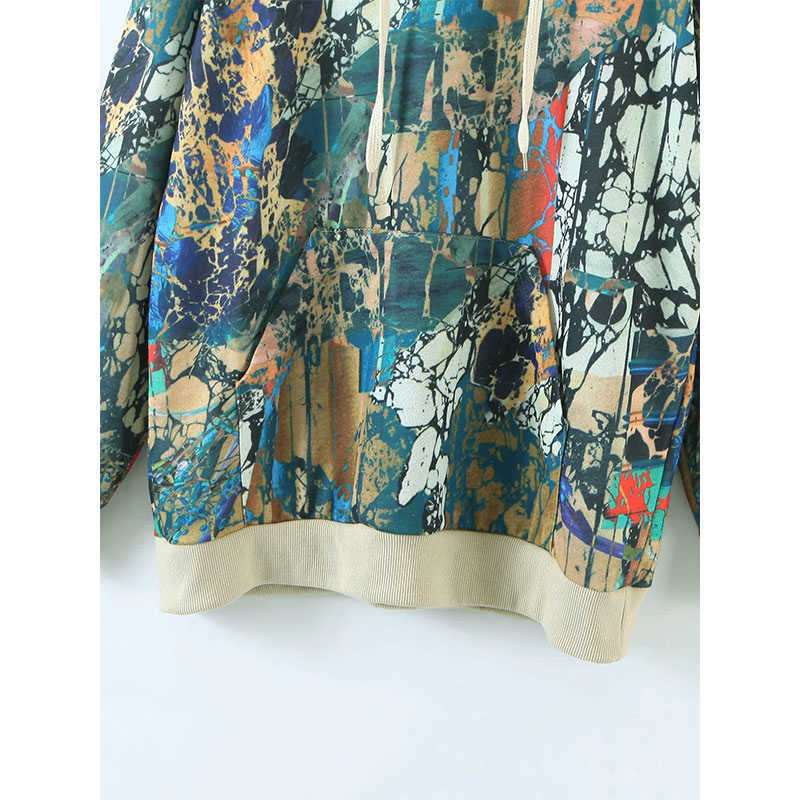 Sweatshirt Women Fashion Camouflage Hooded Loose Hoodies Sweatshirts Vintage Long Sleeve Female Pullovers Chic Top 210628