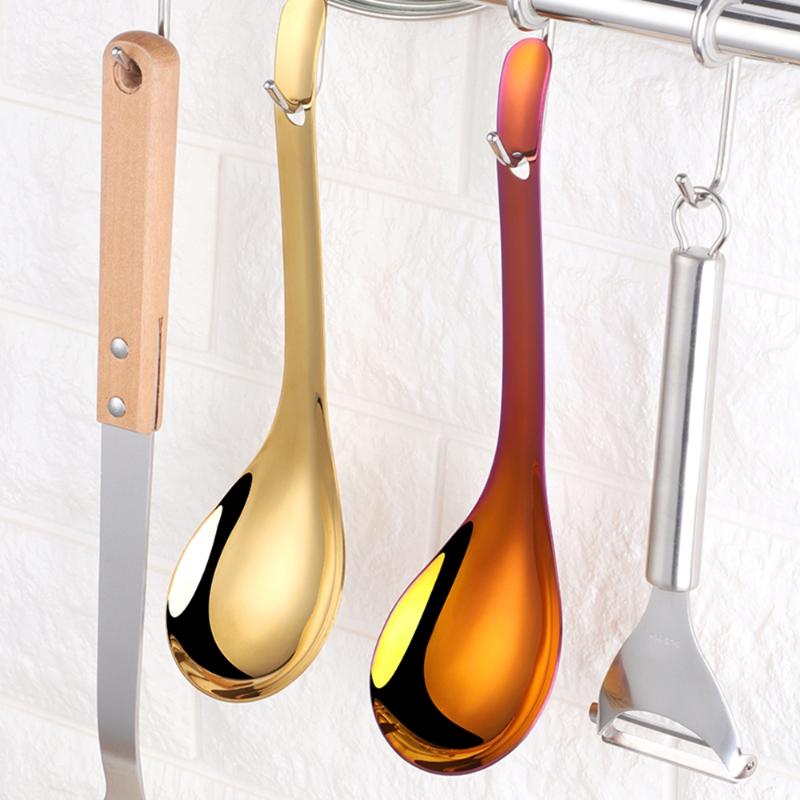 Spoons Large Soup Stainless Steel Ladle Rice Serving Spoon Gold Kitchen Cooking Table Utensil