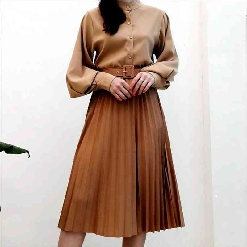 High Waist Women Skirt Casual Vintage Solid Belted Pleated Midi Skirts Lady 19 Colors Fashion Simple Saia Mujer Faldas, Black
High Waist Women Skirt Casual Vintage Solid Belted Pleated Midi Skirts Lady 19 Colors Fashion Simple Saia Mujer Faldas, Black