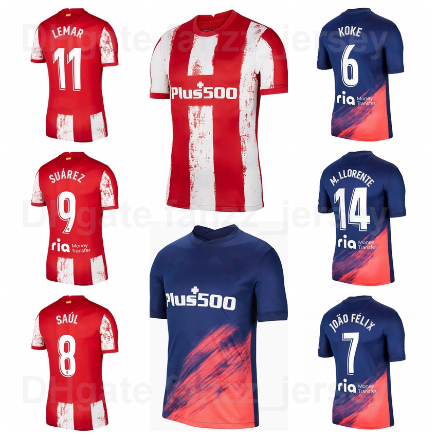2021-22 Atletico Madrid 9 SUAREZ Soccer Jersey 8 SAUL 7 JOAO FELIX 16 HERRERA 2 Gimenez 21 CARRASCO 5 DE PAUL 14 Llorente 10 CORREA LEMAR KOKE FELIPE Football Shirt Kits, Red
2021-22 Atletico Madrid 9 SUAREZ Soccer Jersey 8 SAUL 7 JOAO FELIX 16 HERRERA 2 Gimenez 21 CARRASCO 5 DE PAUL 14 Llorente 10 CORREA LEMAR KOKE FELIPE Football Shirt Kits, Red