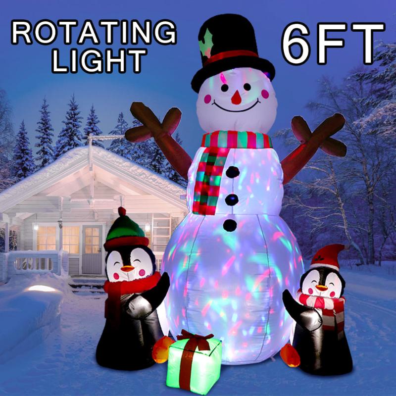 Party Decoration 6ft Christmas Inflatables Decorations Outdoor Inflatable Snowman With Rotating LED Lights For Yard Garden Decor Gift