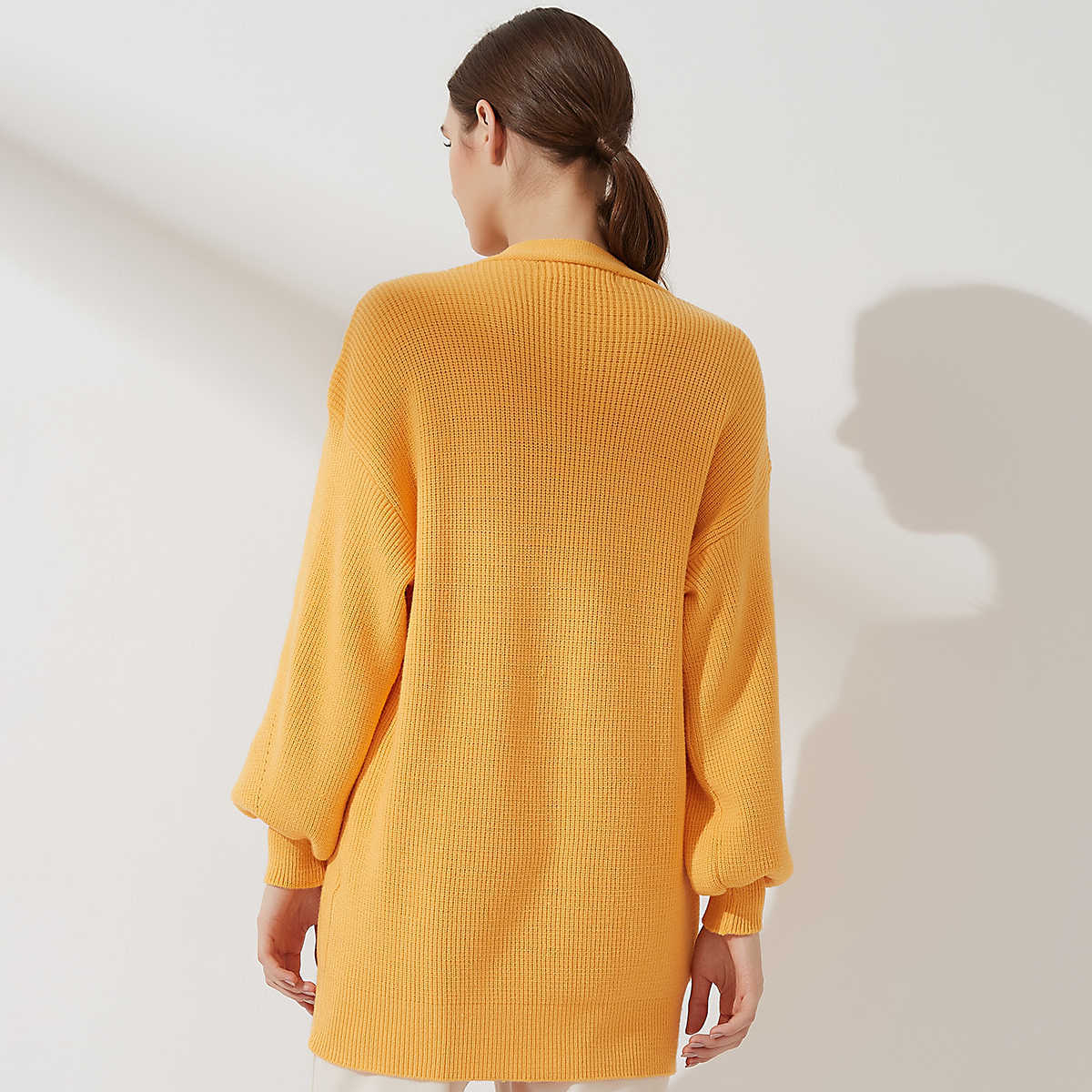 Wixra Women Oversized Single Breasted Lantern Sleeve Cardigan Autumn Winter Button Knitwear Loose Sweater 210918