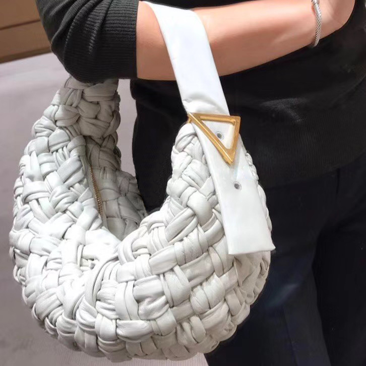 Designer bag portable casual woven handbag underarm female crescent leather