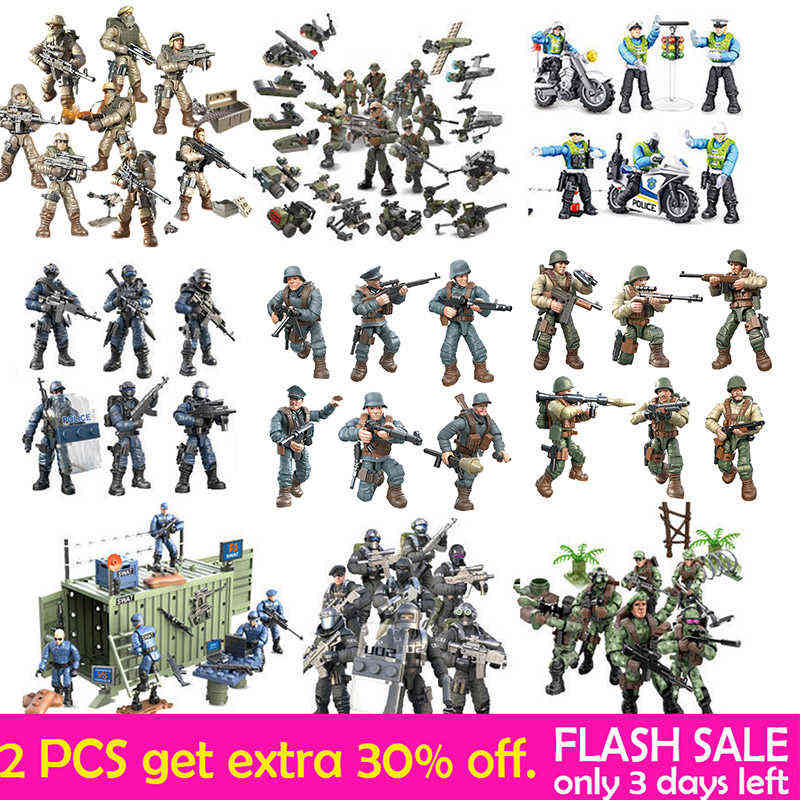 

Special Forces Swat Team Army Soldier Action Figures with Weapon Guns Part for Military Vehicle Bricks Collection Kids Toys X1106
