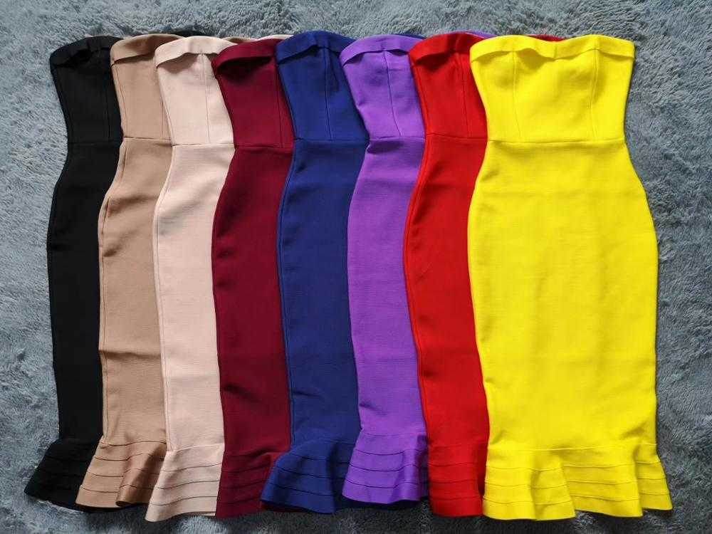 Women's Fashion Sexy Bandage Dress Party Strapless Bodycon Fishtail Knitted Autumn Mermaid Christmas Vestido 210623