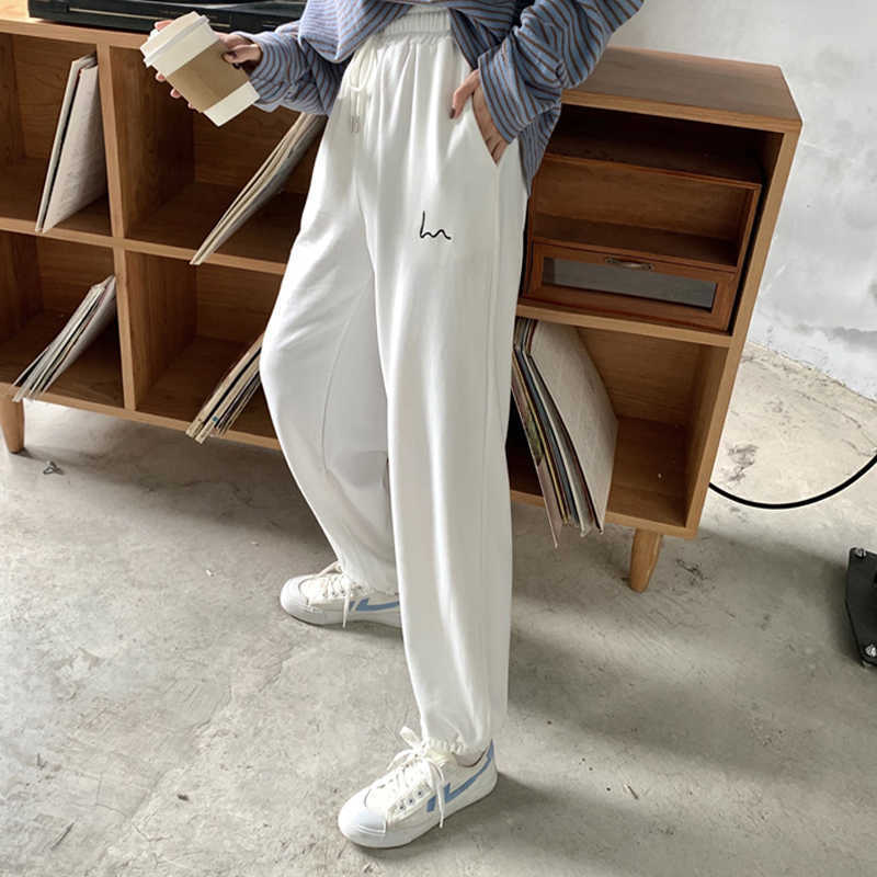 2021 Sweatpants Women Baggy black Gray Women's Sports Pants Women's Joggers Wide Leg Streetwear High Waisted Woman Pants Q0801