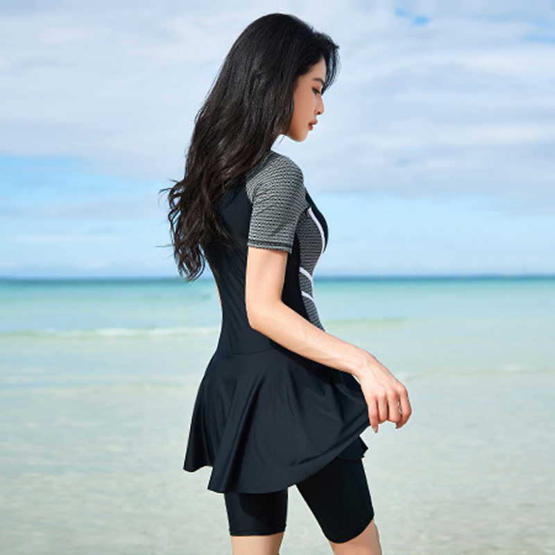 Conservative Swimwear Women Short Sleeve Swimsuit Plus Size Bathing Suits Muslim Swimming Suit Boerkini 210625