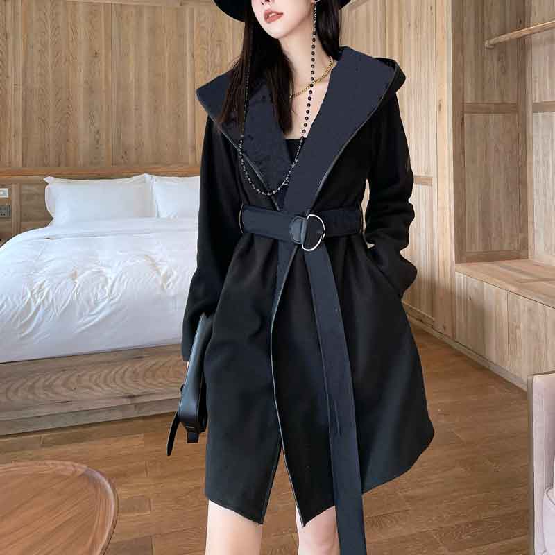 

Womens Outerwear Parkas Fashion Jacket Psychic Elements Overcoat Female Casual Women Clothing 4-Color, Black2