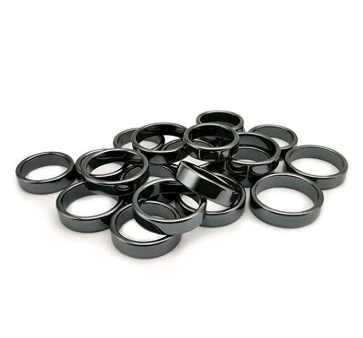 fashion high quality Magnetic flat hematite ring For Women Men 50PCS/LOT mix size 6 to 12