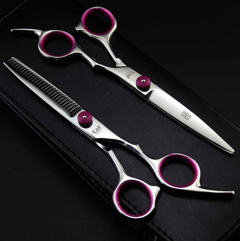 new arrival kasho 6.0 inch hair cutting scissors blue black pink screw 4CR professional barber thinning