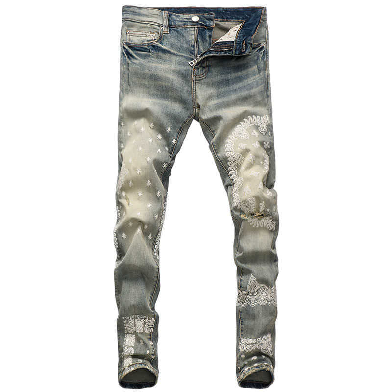 American Street Fashion Men Jeans Retro Blue Elastic Slim Fit Ripped Printed Designer Hip Hop Denim Punk Pencil Pants
American Street Fashion Men Jeans Retro Blue Elastic Slim Fit Ripped Printed Designer Hip Hop Denim Punk Pencil Pants