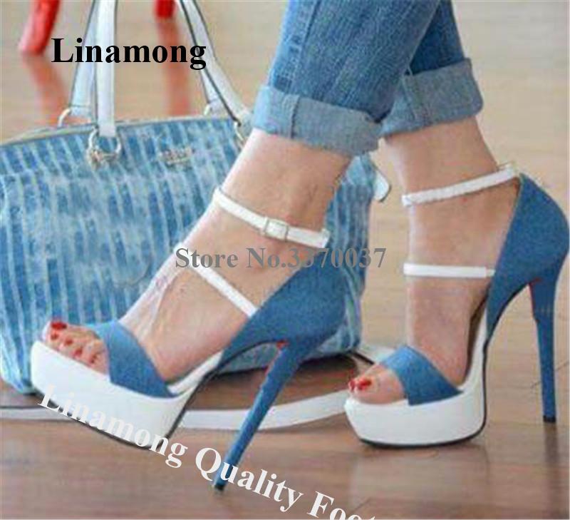 Sandals Linamong Women Charming High Platform Stiletto Heel Patchwork Gladiator Blue-white Club Dress Heels, Black
Sandals Linamong Women Charming High Platform Stiletto Heel Patchwork Gladiator Blue-white Club Dress Heels, Black