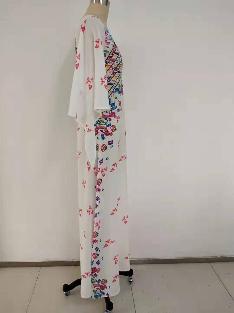 Summer Dress Women 2021 Boho Floral Print Ladies Slim Maxi Flared Sleeve V-Neck Vestidos Elegant Female Casual Dresses