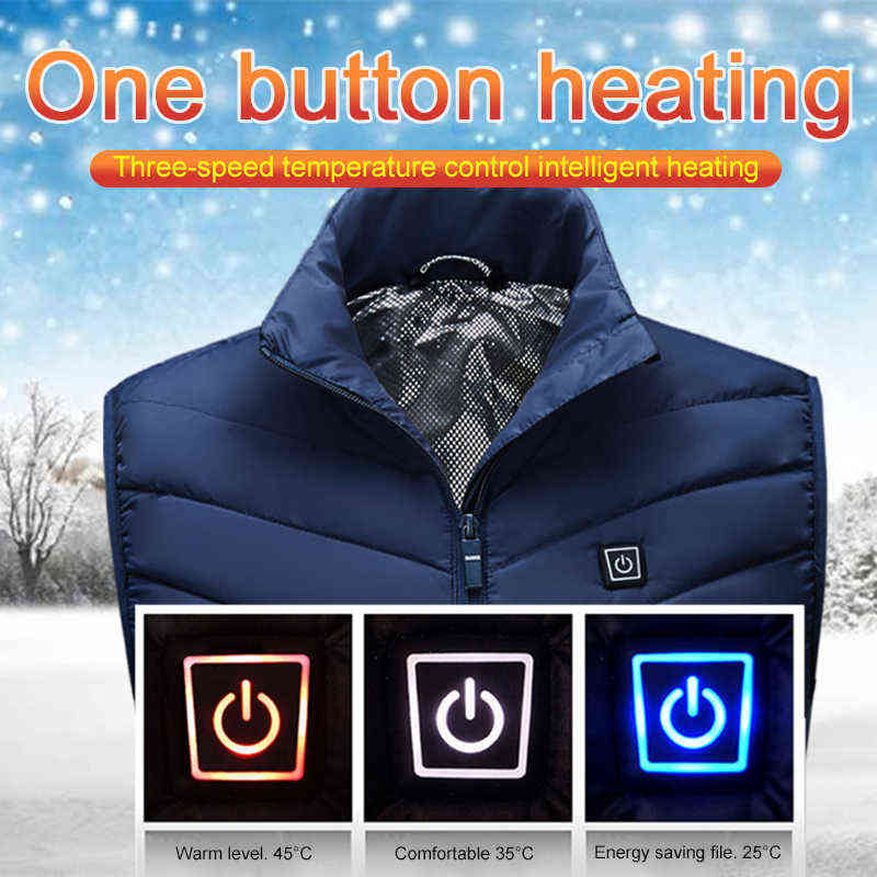 Men Women Winter USB Heating Vest Intelligent Electric Clothes Jacket Warm Up Pad Body Warmer 211111