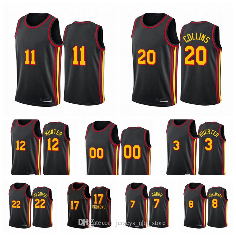 AtlantaHawksMen Trae Young De'andre Hunter John Collins Kevin Huerter 2020-21 Black City Basketball Jersey New Uniform