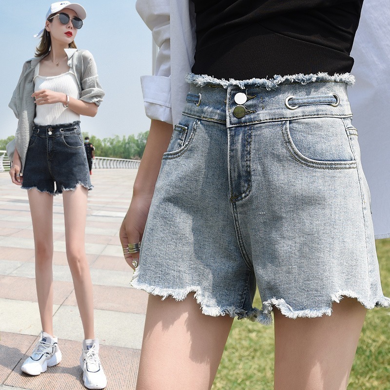 Summer Korean Short Jeans Denim Shorts Women Casual High-Waisted Loose Wide-Leg Femme 9516 210427
