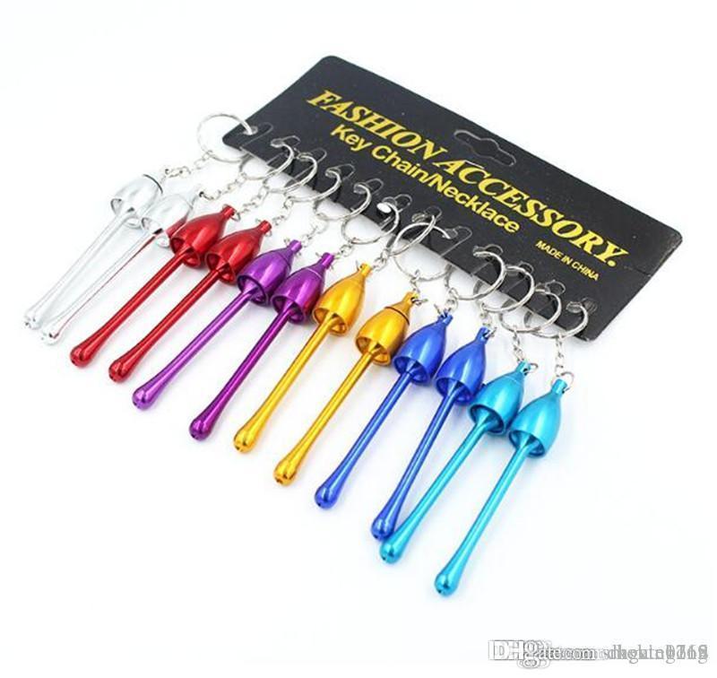 Keychain Protable super Cigarette Smoking metal Pipe Holder cheap mini Mushroom Smoking tobacco herb Pipe Aluminium pipe