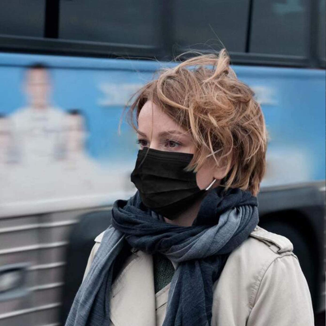 Disposable mask black 3-layer protective hygiene outdoor mask with ear hanging mouth American stock