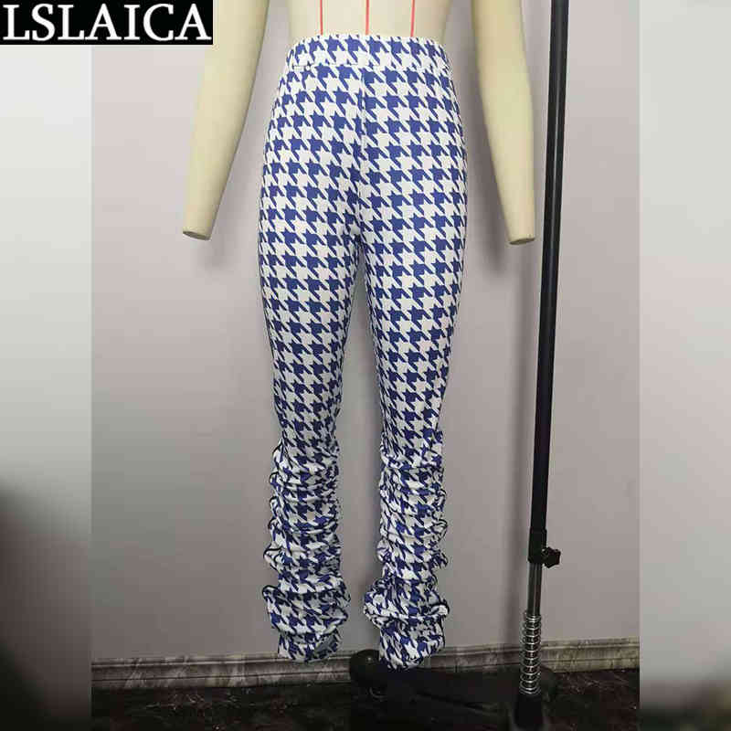 Plaid Pants Skinny Elastic Waist Ruched Elegant Clothes for Women Fashion Arrival Casual Streetwear Pantalones Para Mujer 210515