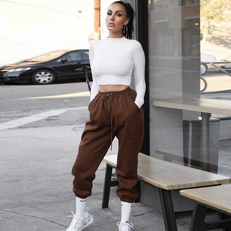 Colysmo White Joggers Women High Waist Sweatpants Korean Style Casual Long Pants Solid Color Loose Baggy Summer Trousers 210527