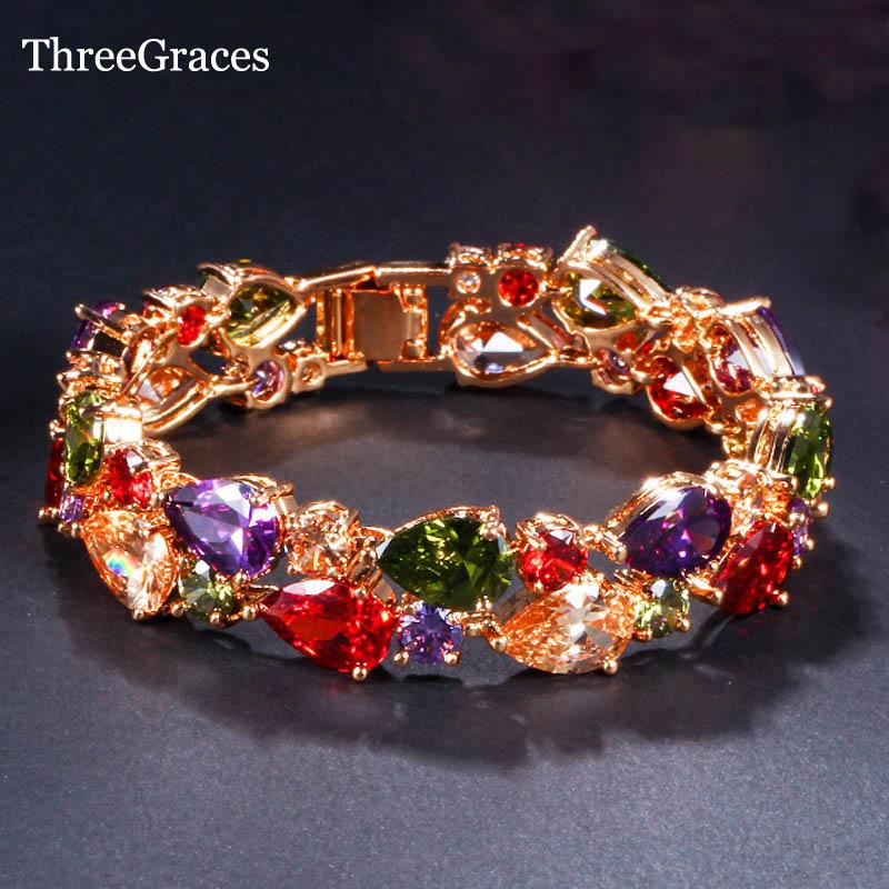 Charm Bracelets ThreeGraces Vintage Yellow Gold Color Setting Red Purple Champagne Cubic Zircon Big Bangles Women Jewelry BR078, Golden;silver
Charm Bracelets ThreeGraces Vintage Yellow Gold Color Setting Red Purple Champagne Cubic Zircon Big Bangles Women Jewelry BR078, Golden;silver