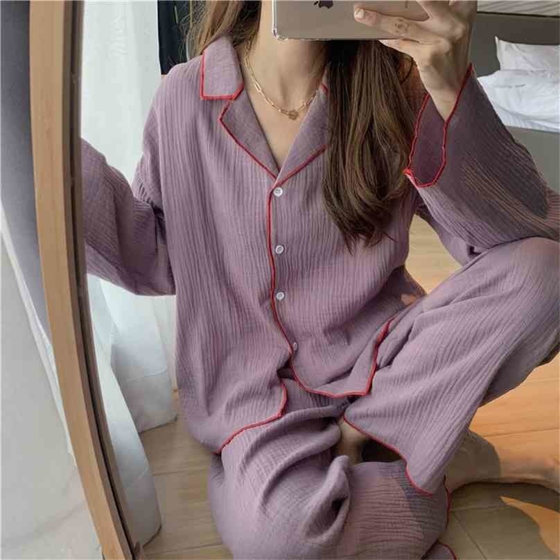 Chic Femme Vintage Sweet Casual Soft Color-Hit Sleepwear Stylish Women Loose Homewear Cotton Pajamas Sets 210525, Apricot
Chic Femme Vintage Sweet Casual Soft Color-Hit Sleepwear Stylish Women Loose Homewear Cotton Pajamas Sets 210525, Apricot