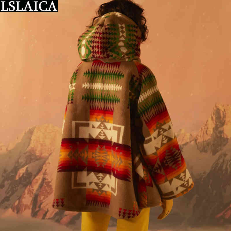 Coat Women Casual Autumn Winter Print Hoodies Long Sleeve Loose Warm Woman Jacket Pocket Overcoat Abrigos Para Mujer 210515
