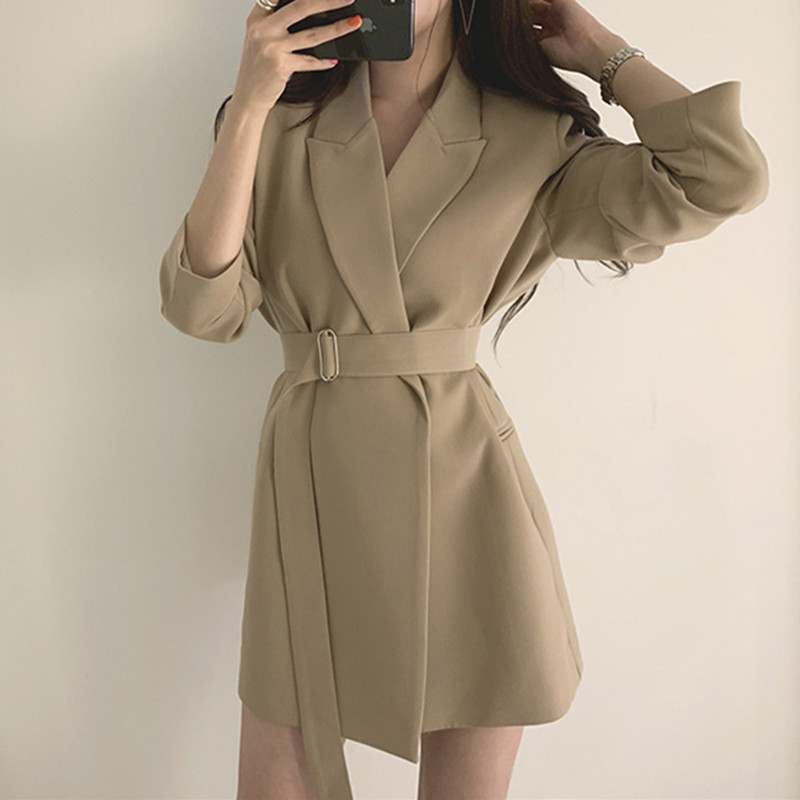 Women Blazer Spring Fashion slim with belt female blazer Jackets Female Retro Suits Coat Feminino blazers 210524
