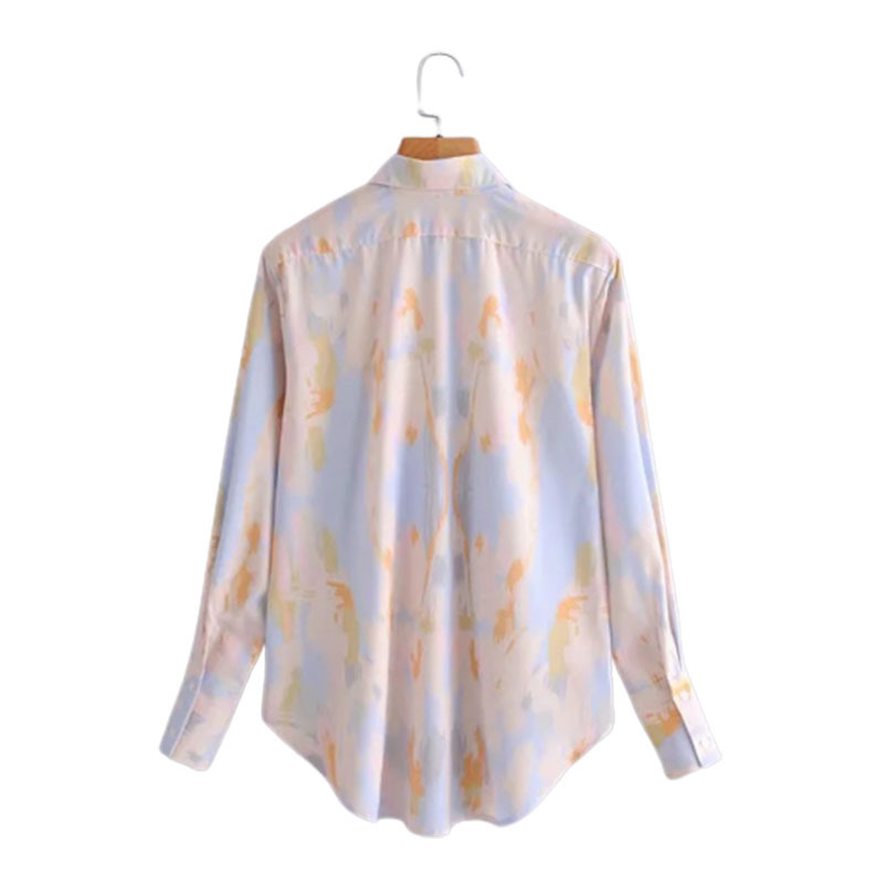 Spring Women Summer Tie-Dyed Blouse Long Sleeve Womens Tops And Blouses Vintage Women Shirts Blusas Roupa Feminina 210520