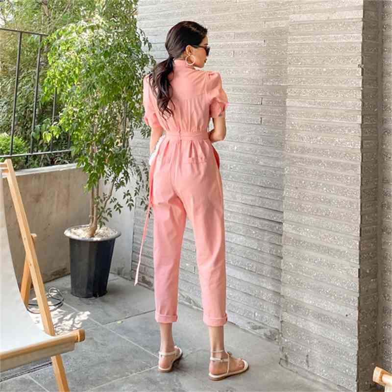 fashion work style women temperament comfortable high quality jumpsuit arrival elegant OL casual Pink 210519