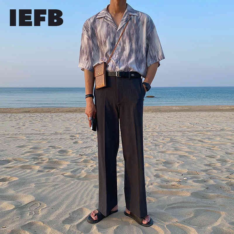 IEFB summer suit pants men's thin Korean fashion loose casual trousers wide leg pants straight business pants 210524