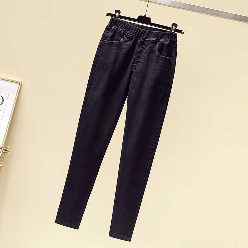 Plus Size 5XL 6XL Women's Elastic High Waist Skinny Jeans Fashion Casual Women Black Blue Mom Stretch Denim Pants 210922