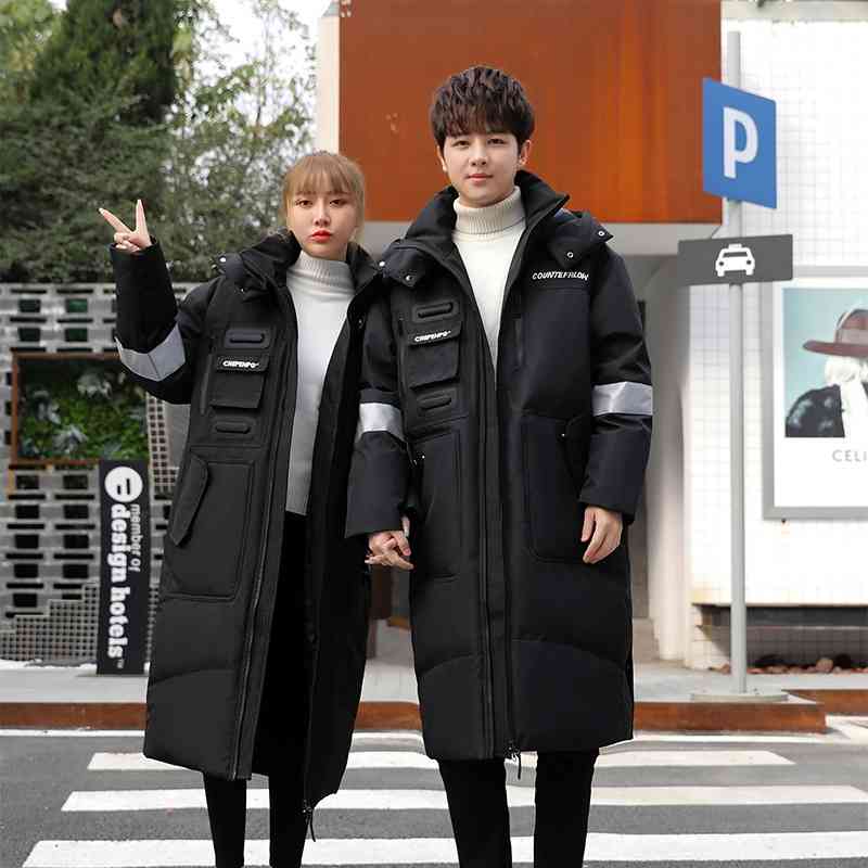 Medium long down jacket thickened winter new trend versatile young couple men and women alike, Black
Medium long down jacket thickened winter new trend versatile young couple men and women alike, Black