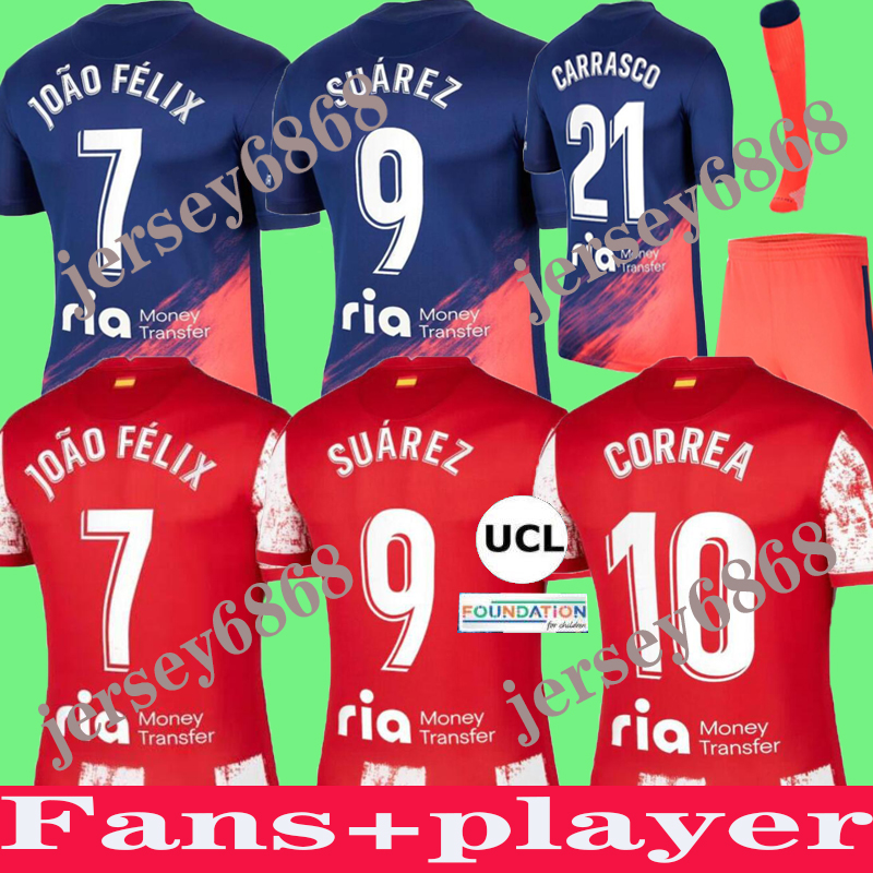 21 22 Atletico Madrid Soccer Jerseys SUAREZ JOÃO FÉLIX 2021 2022 M. Llorente CORREA KOKE Camisetas de fútbol LEMAR CARRASCO men kids kit Football Shirt fans player version, Home
21 22 Atletico Madrid Soccer Jerseys SUAREZ JOÃO FÉLIX 2021 2022 M. Llorente CORREA KOKE Camisetas de fútbol LEMAR CARRASCO men kids kit Football Shirt fans player version, Home