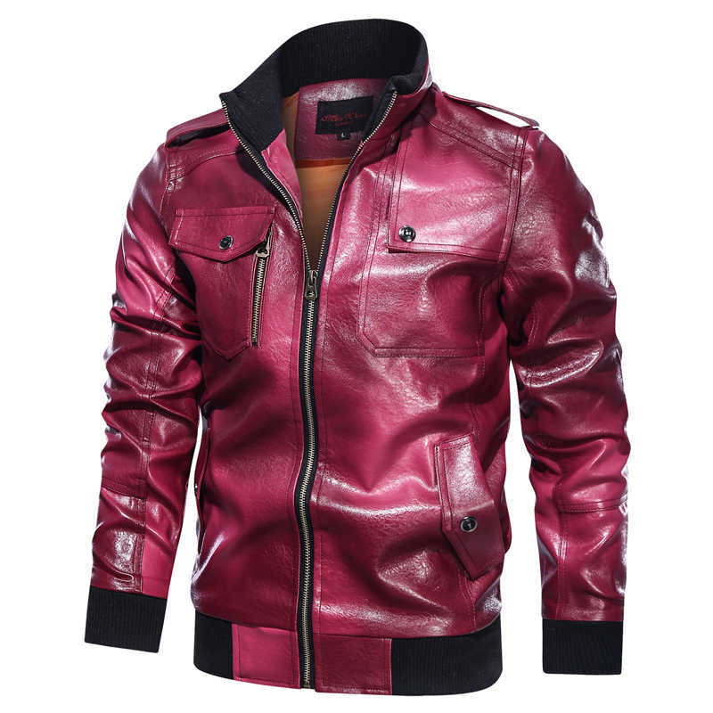 Leather Jacket Men Coats PU Casual Motorcycle Biker Male Business Autumn Winter Faux Fur Jacket Thick Fleece Windproof Slim Fit 211018