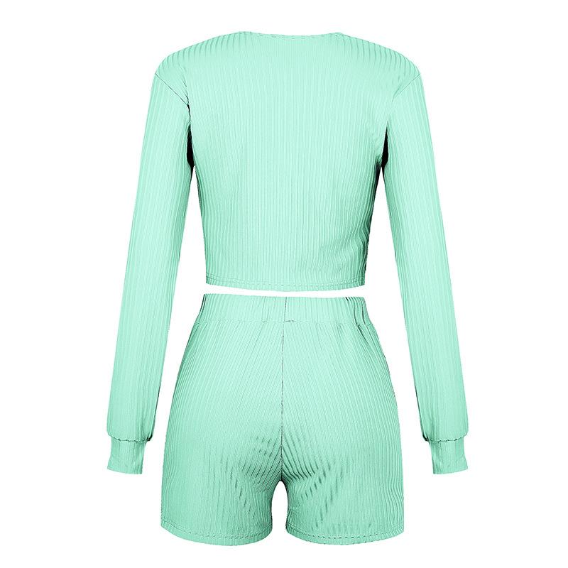 Shorts Set Women Two Pure Color Long Sleeve Suits Summer Cultivate Ones Morality Leisure Elegance Women's Tracksuits