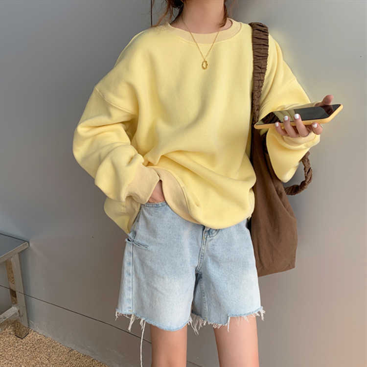 Colorfaith Spring Autumn Women Sweatshirts Pullovers Oversized Fashionable Korean Pop Jumper Thicken Lady Tops SS1293 210816