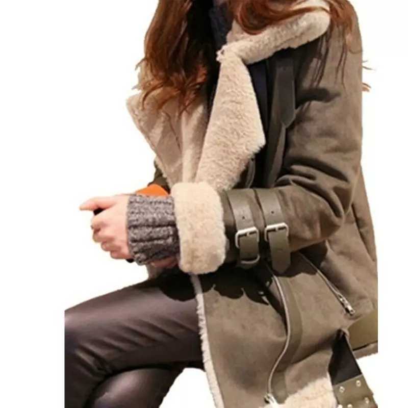 Thicken Wool Warm Coat Autumn Winter Ladies Slim Jacket Faux Leather Plus Size Clothing for Women Jackets 210923Z