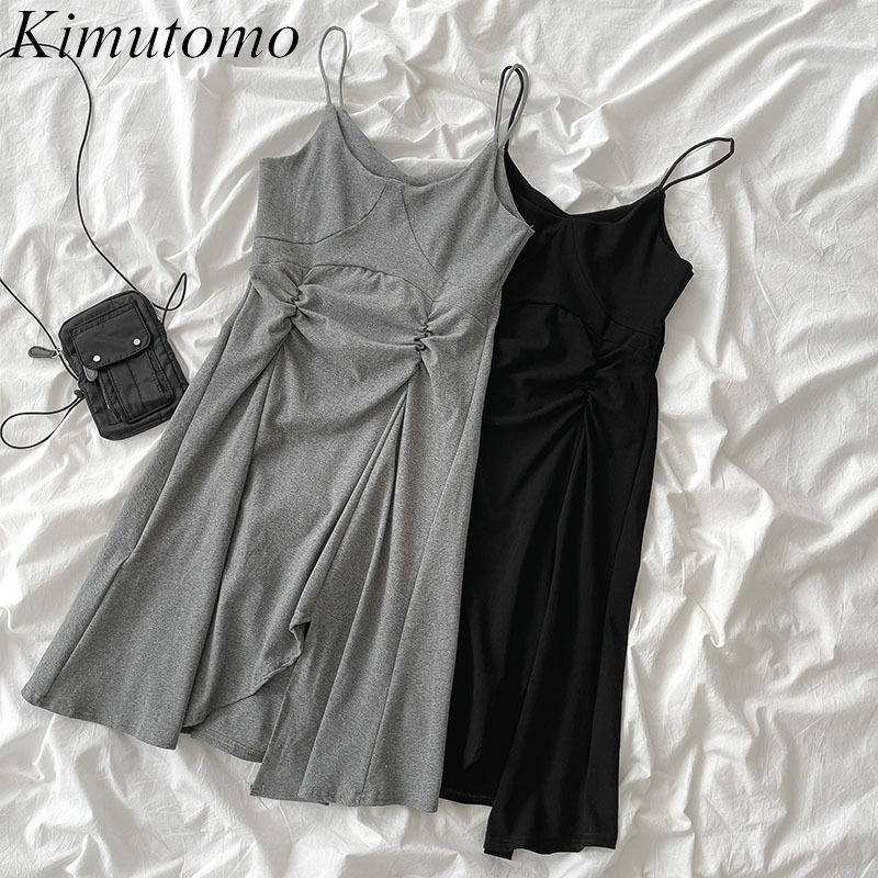 Kimutomo Solid Color Dress Spring Women Korean Irregular Spaghetti Strap Slim High Waist A-line Vestido Midi Elegante 210521, Gray
Kimutomo Solid Color Dress Spring Women Korean Irregular Spaghetti Strap Slim High Waist A-line Vestido Midi Elegante 210521, Gray