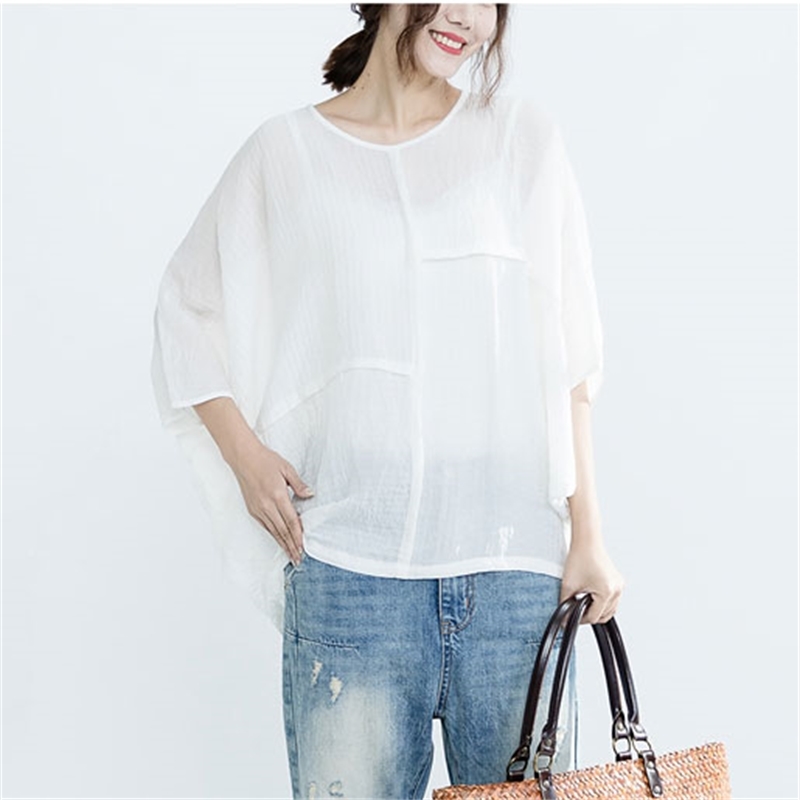 Plus Size Women Tops 100% cotton Batwing Sleeve Loose T-shirt Lady Large Vintage Casual Tees Female Clothing Z1209 210512