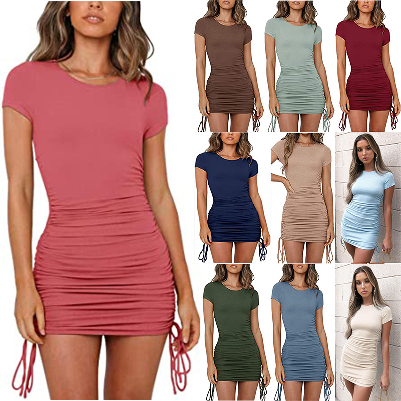 Cotton Ruched Drawstring Sexy Party Dress Women Short Sleeve Elastic Mini Dresses Vintage Bodycon Club Wear Vestidos, 10
Cotton Ruched Drawstring Sexy Party Dress Women Short Sleeve Elastic Mini Dresses Vintage Bodycon Club Wear Vestidos, 10