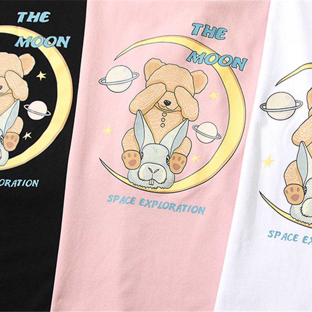 Men's T-shirt Short Sleeve Cute Cartoon Printed Tee Hip Hop Oversized Cotton Casual Harajuku Streetwear Top Tshirts Clothing 210601