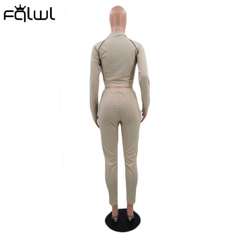 FQLWL Streetwear Autumn 2 Two Piece Set Women Outfit Tracksuits Female Long Sleeve Crop Top Joggers Women Matching Set Sweatsuit Y0625