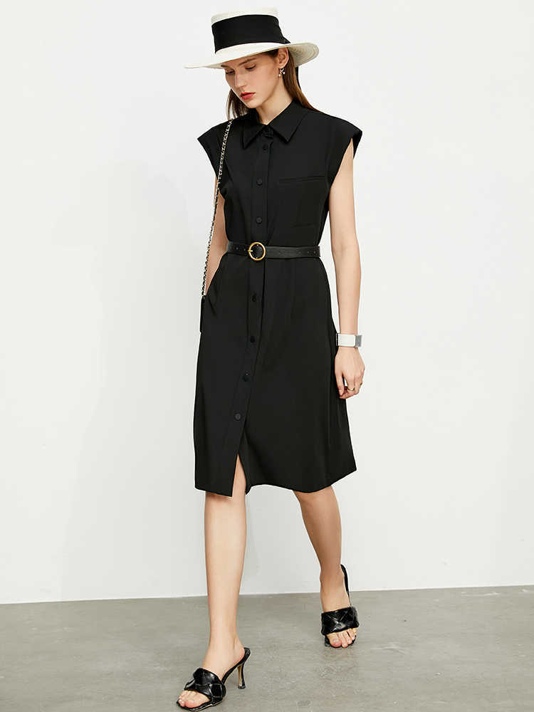 Minimalism Summer Temperament Dress For Women Fashion Aline Women's Offical Lady Lapel Female 12170317 210527