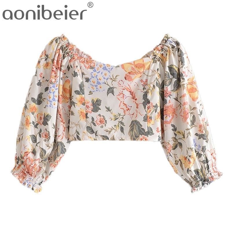 Floral Print Summer Slim Women Crop Tops Fashion Puff Sleeve Shirred Back Casual Blouses Female Sweetheart Pullovers 210604
Floral Print Summer Slim Women Crop Tops Fashion Puff Sleeve Shirred Back Casual Blouses Female Sweetheart Pullovers 210604